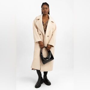 ASOS Oversized Double Breasted Boucle Wool Blend Boucle Trench Coat